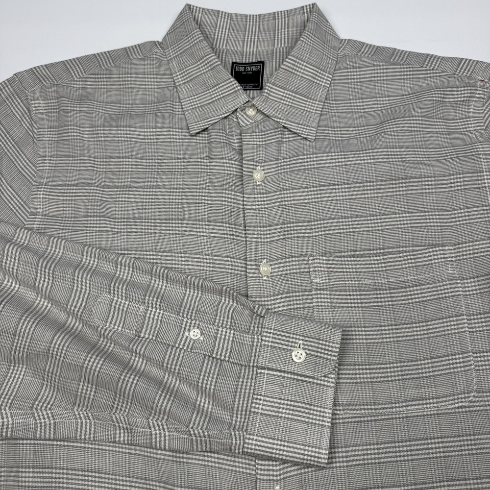 Todd Snyder Shirt Mens Large Gray Plaid Long Sleeve Button Up Cotton Cashmere